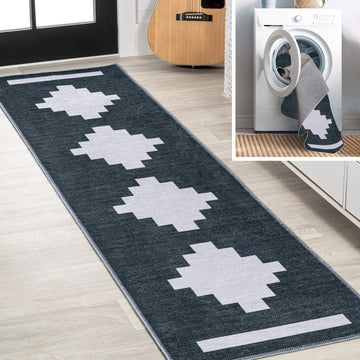 Adriel Geometric Tribal Medallion Machine-washable Area Rug